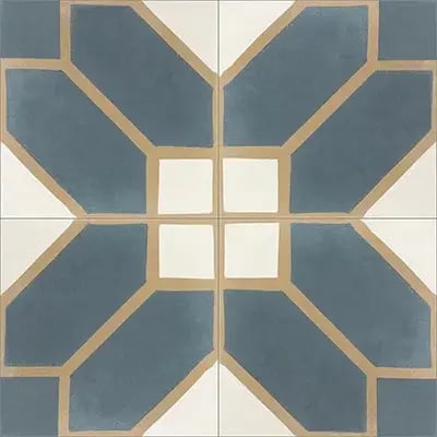 Mission Florence Blue 8"x8" Cement Tile Quarter Design
