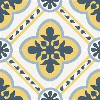 Mission Leeds Navy 8"x8" Encaustic Cement Tile Quarter Design